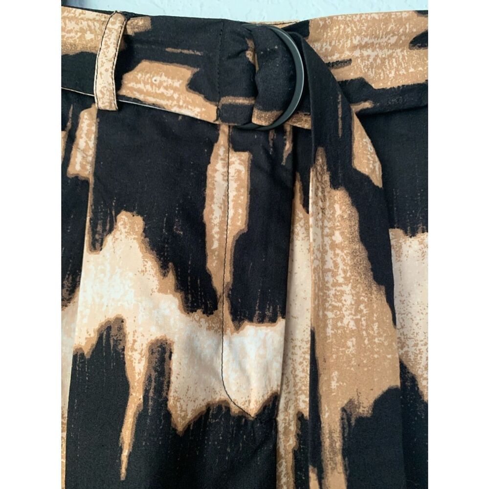 NWT Le’ AL.X Black & Tan Abstract Tie-Waist Shorts Pockets Size 0 - Picture 7 of 11